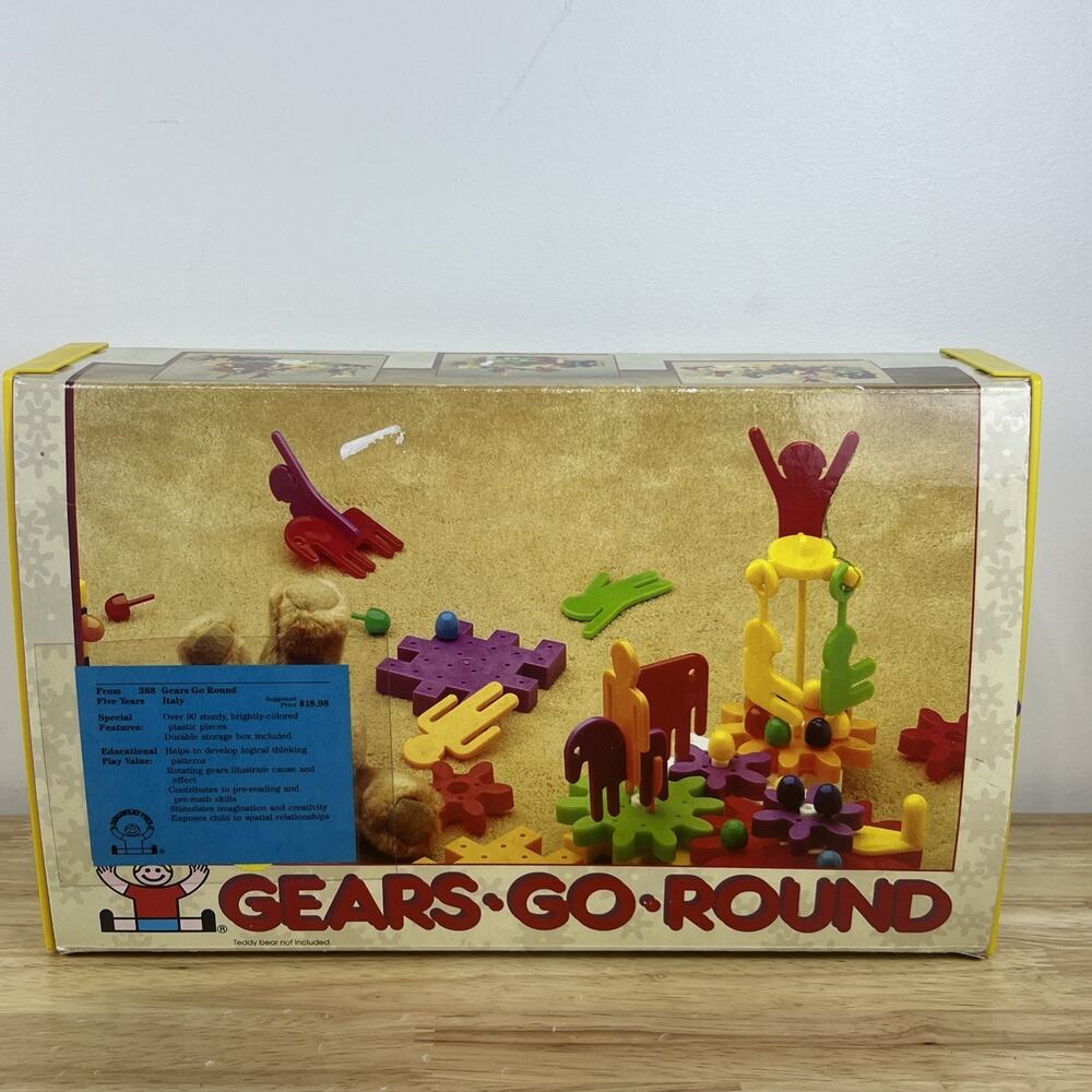 Gears Go Round Discovery Toys Building Blocks Original Case Made In Italy VTG